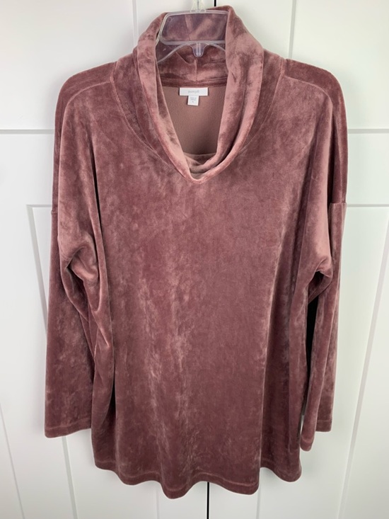 J. Jill Tops - Pure Jill XL Velvet Tunic Blouse Rose Mauve Luxury Mature Mock Funnel Neck